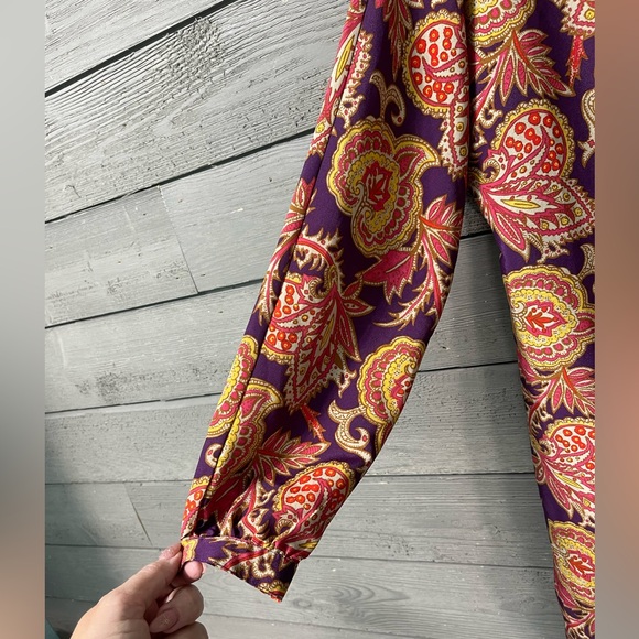 Ann Taylor LOFT Petites Purple Paisley Print Long Sleeved Midi Dress Sz XSP - Picture 7 of 16